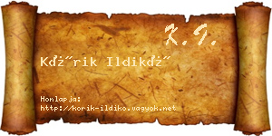 Kórik Ildikó névjegykártya